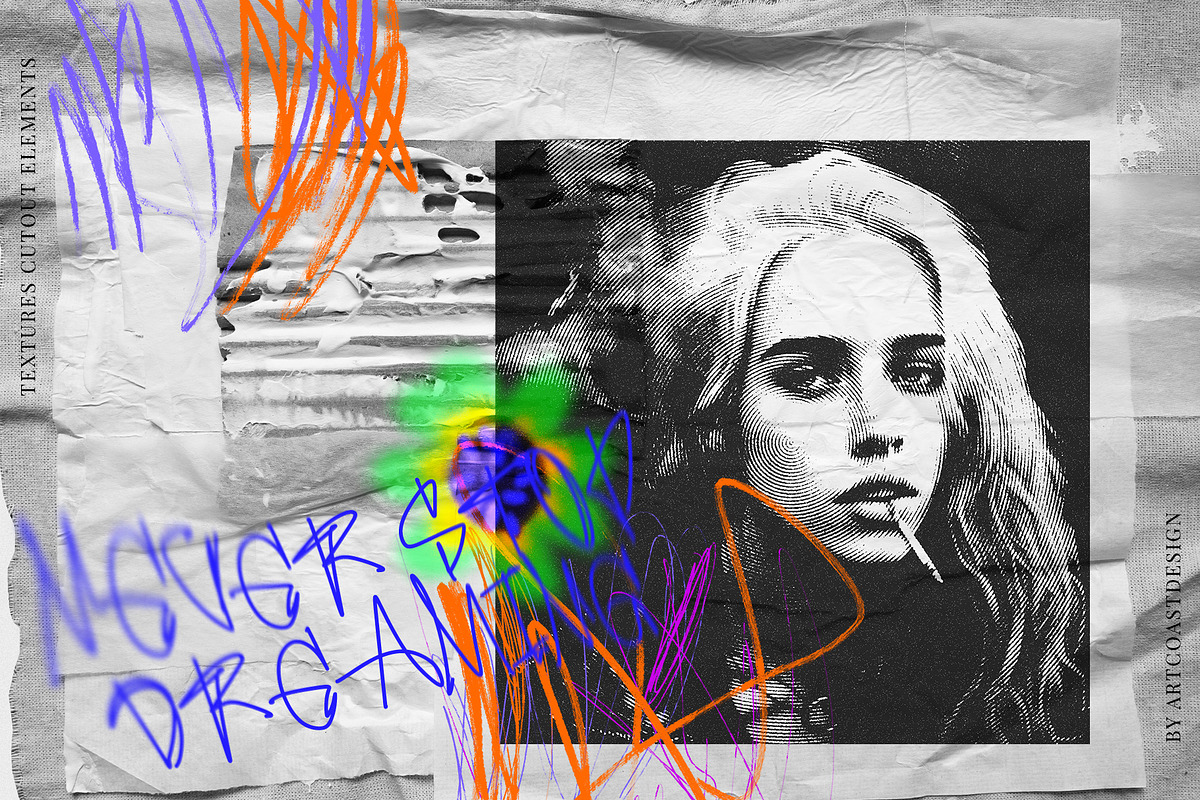 Grunge Paper Collage & Scribbles, a Texture Graphic by nadispasibenko (Photo 3 of 16)