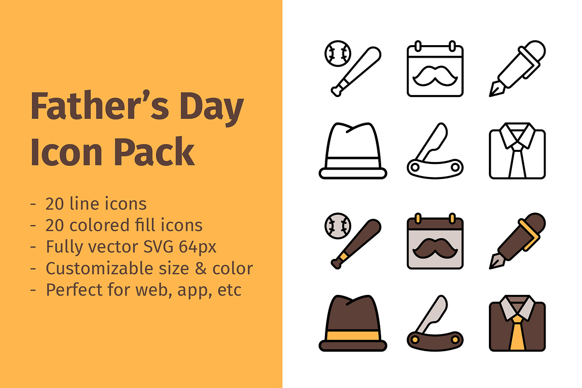 40 Fathers Day Icon Pack, a Duotone Icon by Bilicube Studio (Photo 1 of 4)