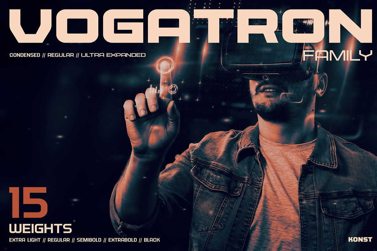 VOGATRON - Futuristic Modern Fonts, a Sans Serif Font by Konstantine Studio (Photo 1 of 13)