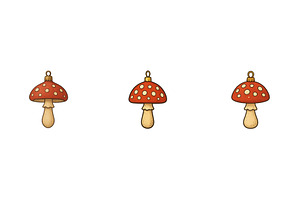 Illustrated mushrooms with red caps, an Illustration by ZinetroN