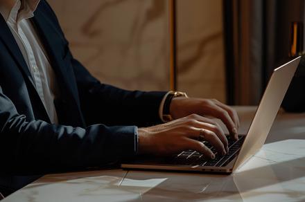 A businessman in a suit sitting at a, a Photo by Iftikhar Alam