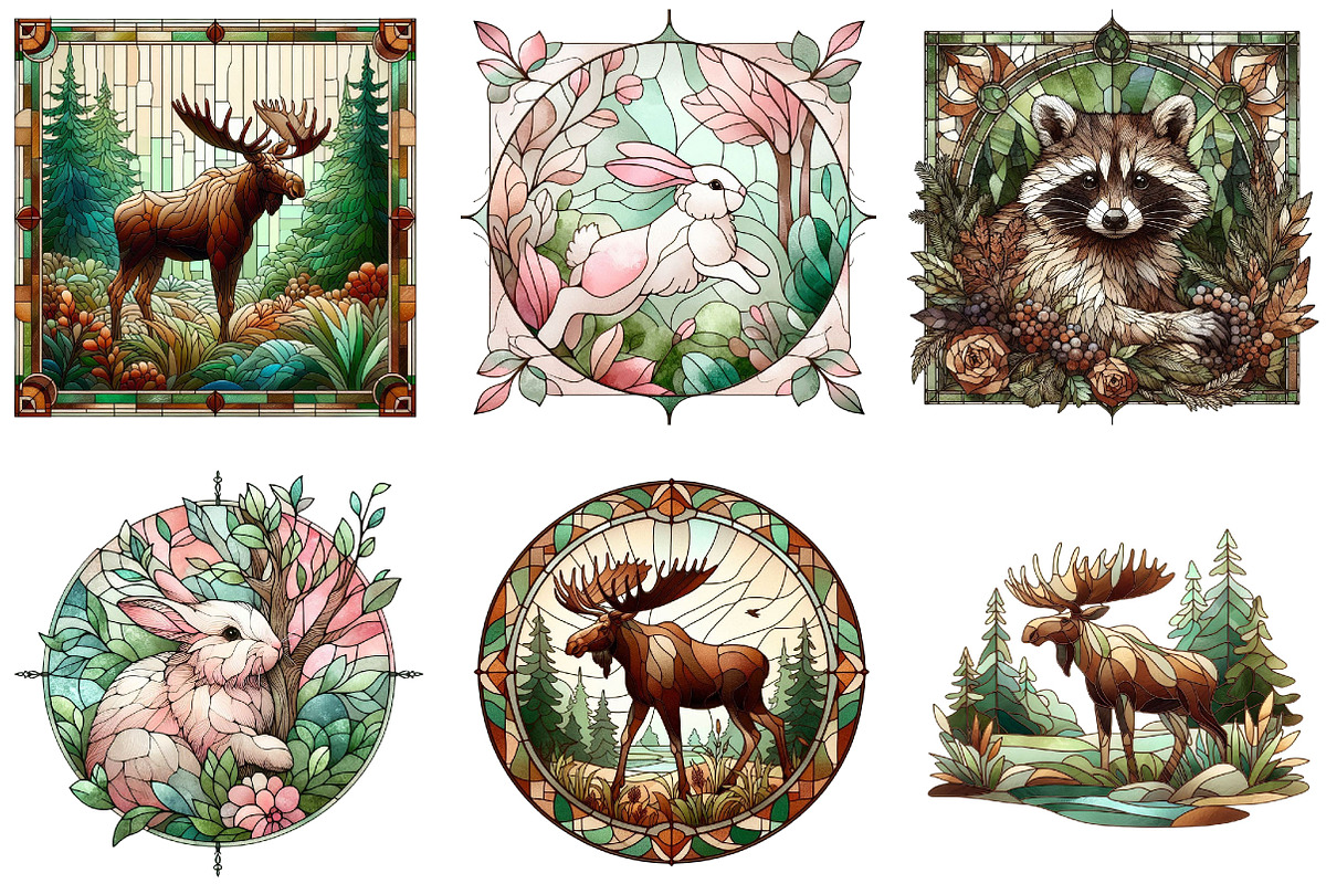 Forest Animals Stained Glass Clipart, a Graphic by CitraGraphics (Photo 4 of 4)