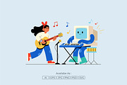 Human and AI Making Music Vector, a Technology Illustration by Partikusi Design (Thumbnail 2 of 3)