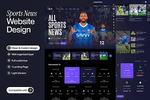 Sports News Landing Page, a Websites & App Template by sajon.co