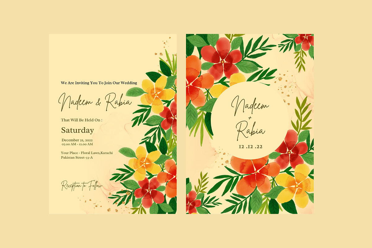 Red and Yellow Flower Card Design, an Invitation Template by Weddinginvitation by Fati (Photo 1 of 4)
