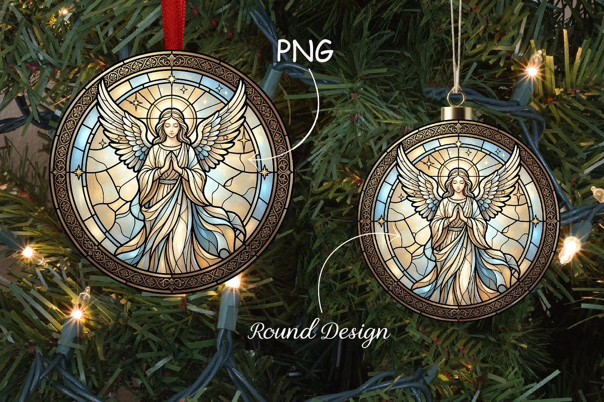 Stained Glass Angel Ornament Art, a Seasonal Illustration by CrexoraLab (Photo 1 of 3)