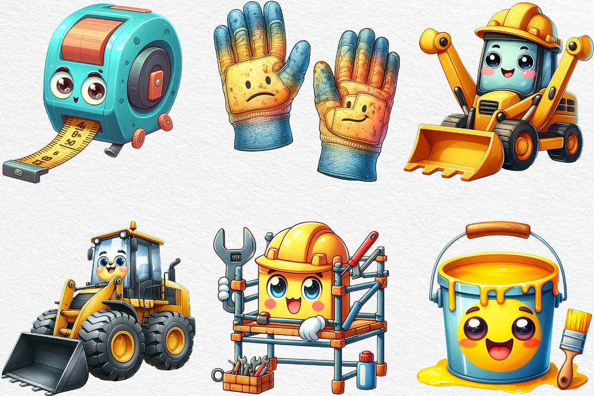 Cute Construction Clipart PNG, an Illustration by Black Bird Studio (Photo 5 of 6)