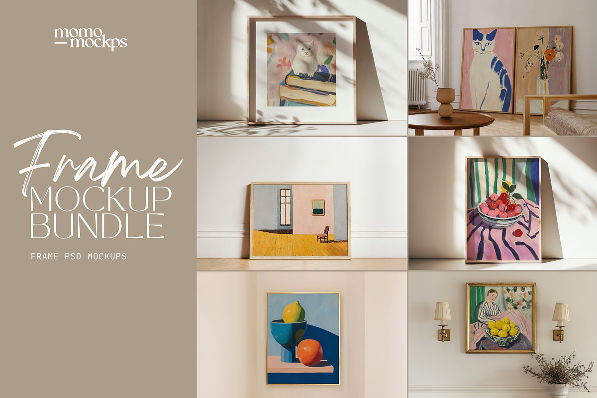 Frame Mockup Bundle Multisize PSD, a Product Mockup by momomockps (Photo 1 of 11)