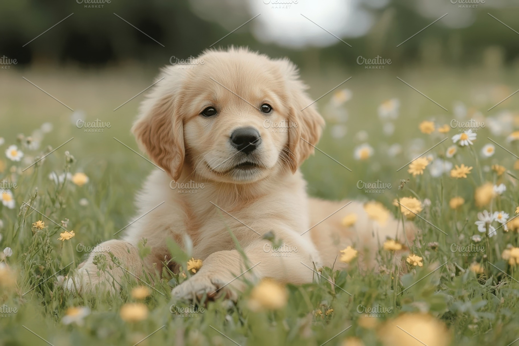 Adorable Golden Retriever Puppy in F, an Animal Photo by Pixeness Studio