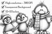 Christmas Penguin Sketch Clipart, an Icon by Libby Wishes (Thumbnail 3 of 7)