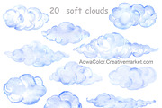 Clouds Watercolor clipart, an Illustration by AqwaColor (Thumbnail 2 of 3)