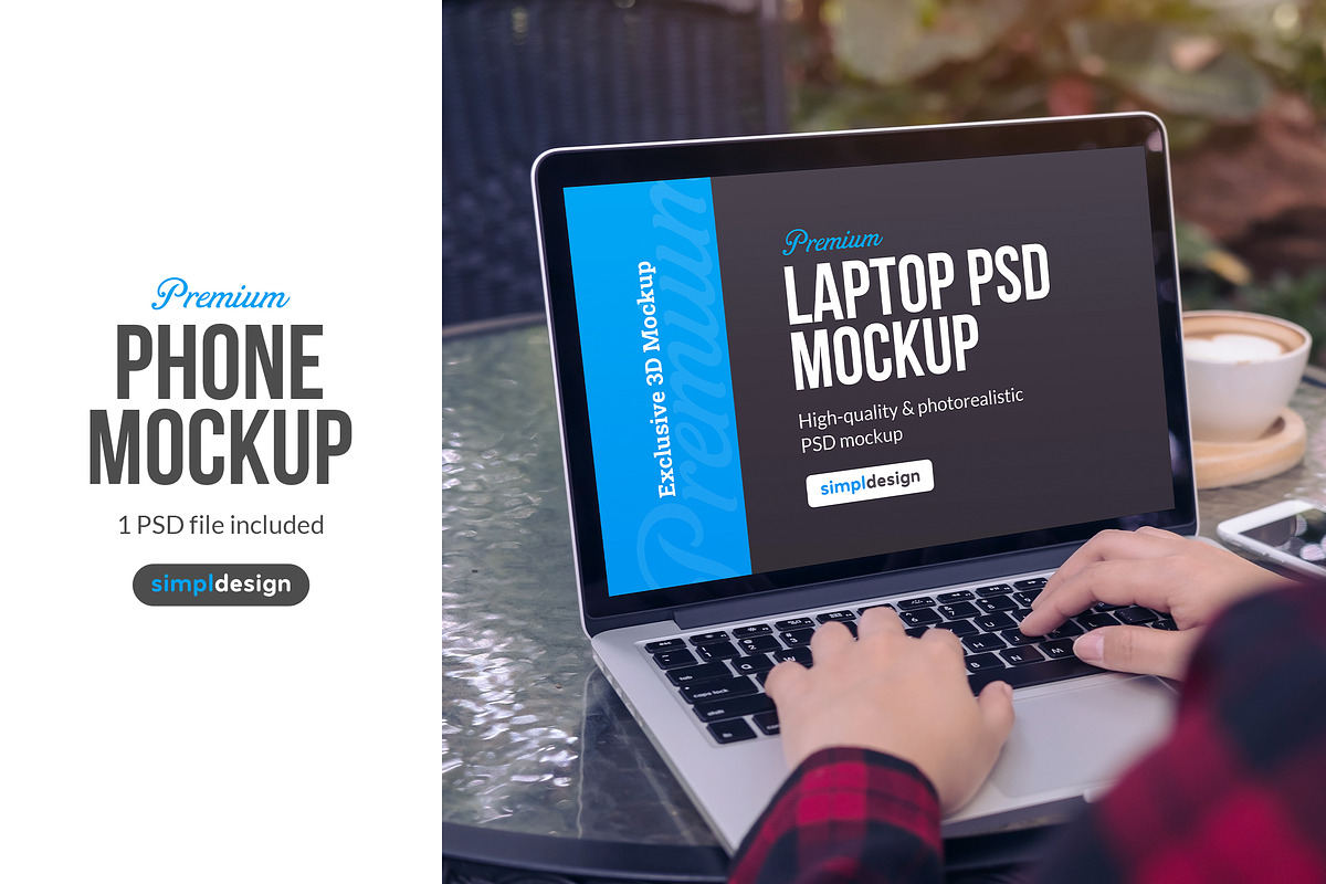 Woman Red Sweater Laptop Mockup, a Mac Mockup by SimplDesign (Photo 1 of 2)