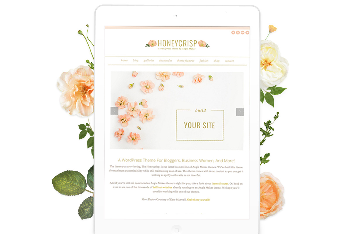 Honeycrisp- A Pretty WordPress Theme, a WordPress Template by angiemakeswebsites (Photo 2 of 5)