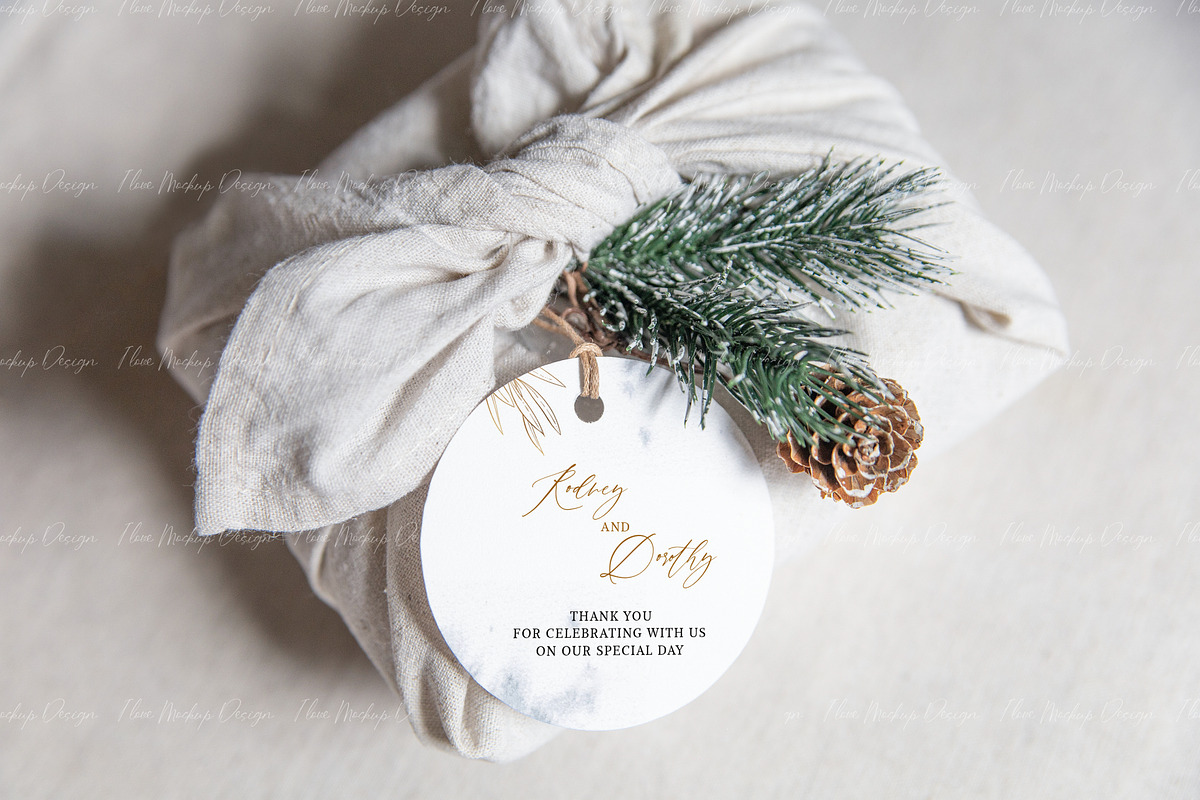 Christmas Round Gift Tag Mockup, a Product Mockup by ILoveMockupDesign (Photo 8 of 9)