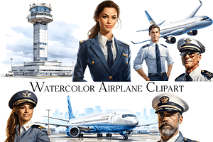 Watercolor Airplane Clipart