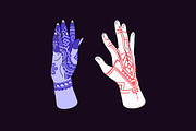 Mehendi, henna tattoos on hands set, a Person Illustration by PaperTrident (Thumbnail 2 of 5)