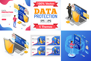 Cyber Security Isometric Concept, a Person Illustration by TAlex
