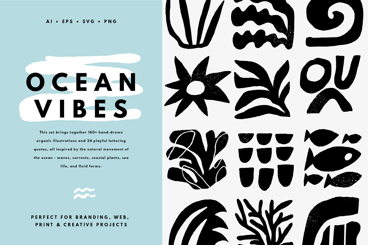 OCEAN VIBES | 180 HAND DRAWN CLIPART, an Object Illustration by Favete Art (Photo 1 of 18)
