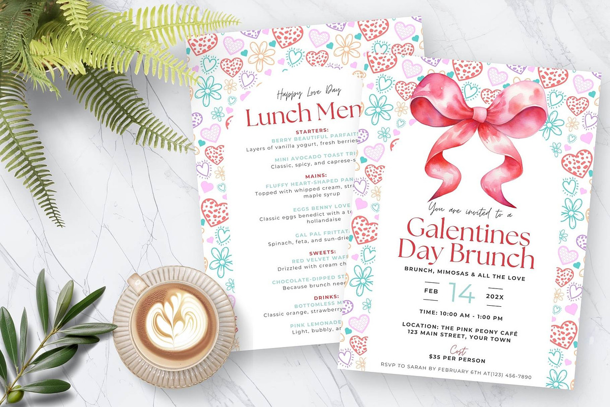 Galentines Day Brunch Invite & Menu, an Invitation Template by Tracia Creative (Photo 5 of 7)