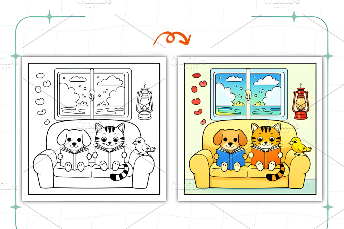 Cozy Quiet Friendship Coloring Pages, an Animal Illustration by Coco Bloom (Photo 6 of 9)