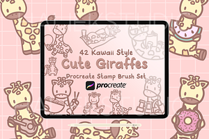 Cute Giraffes Procreate Stamp Brush