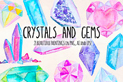 Crystal Gems Watercolor Bundle, an Object Illustration by Violet LeBeaux (Thumbnail 1 of 3)
