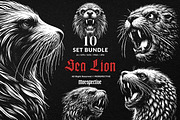 10 Bundle Dark Art Sea Lion Ocean, an Illustration by Morspective (Thumbnail 1 of 7)