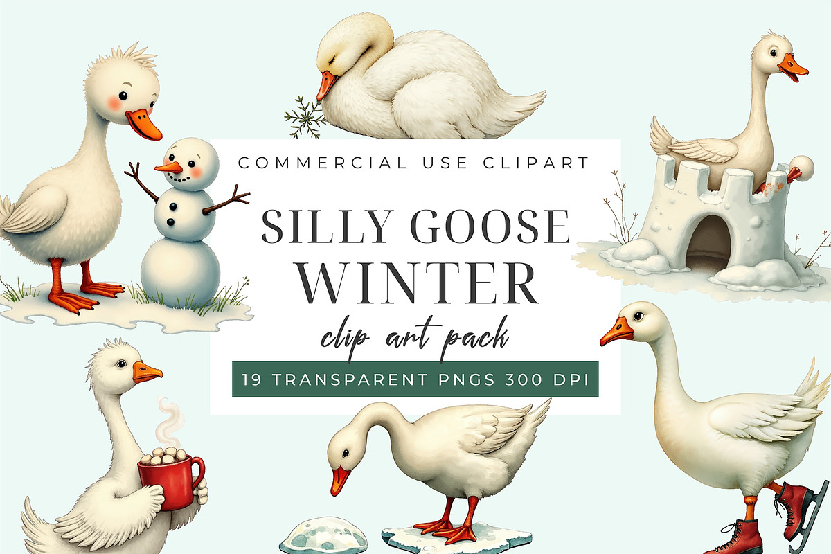 Silly Goose Winter Clipart PNG, an Object Graphic by Printable Pretty Studio (Photo 2 of 5)