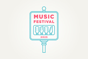 music festival line art icon logo, a Branding & Logo Template by Blazybone