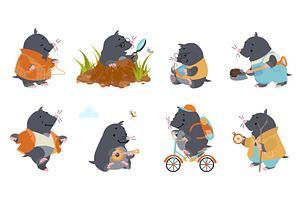 Funny mole. Cartoon cute moles, an Animal Illustration by Valerie Bodnar