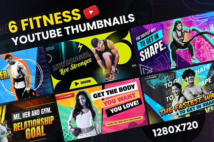 Fitness Youtube Thumbnails, a Social Media Template by Ammad