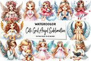 Cute Gril Angel Sublimation Clipart, an Illustration by DreamArtGraphic (Thumbnail 1 of 7)