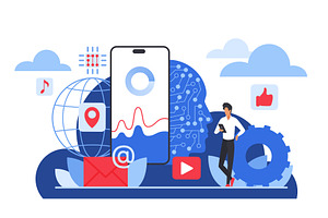 Artificial intelligence cloud, a Technology Illustration by Lemberg Vector