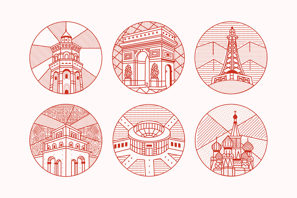 World Landmark Illustration Set, a Decorative Illustration by Brickclay (Photo 6 of 12)