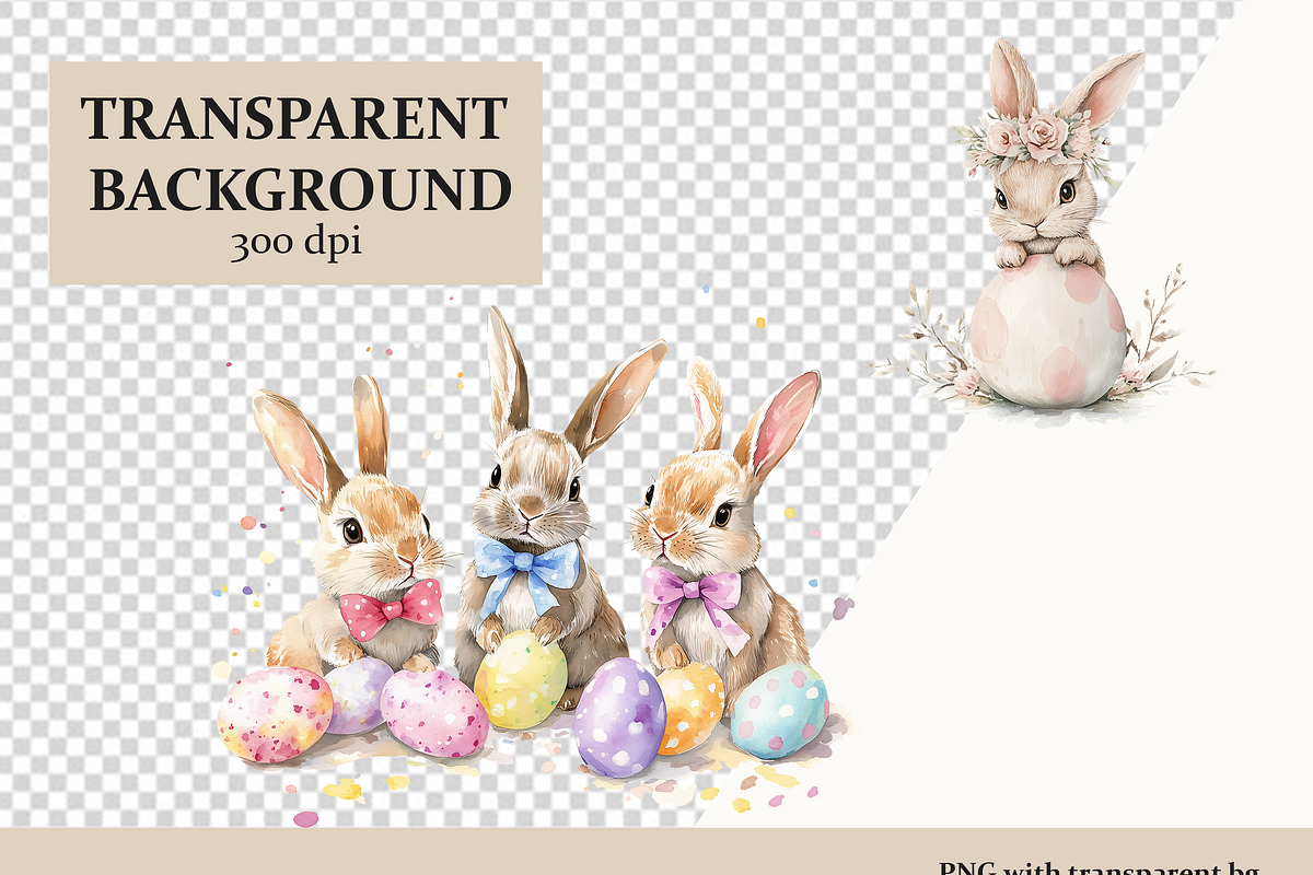 Easter Bunny Watercolor Clipart Set, an Animal Illustration by IrenKlm (Photo 4 of 5)