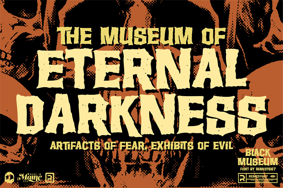 Black Museum - Retro Horror Font, a Sans Serif Font by Remedy667 (Photo 2 of 6)