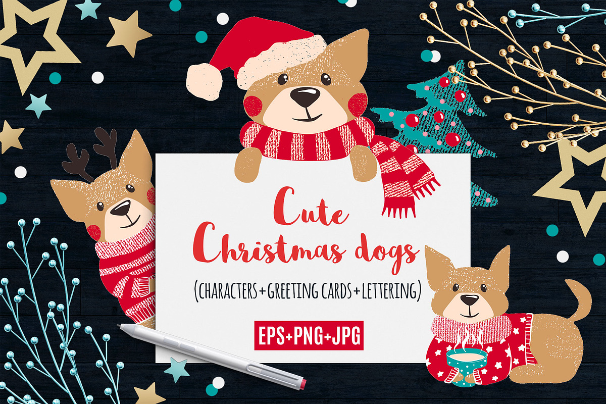 Cute Dogs for Christmas and New Year, a Decorative Illustration by MalniArt (Photo 1 of 7)