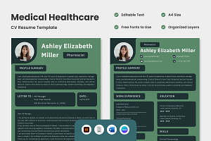 CV Resume Medical Healthcare V1, a Resume Template by twinstd