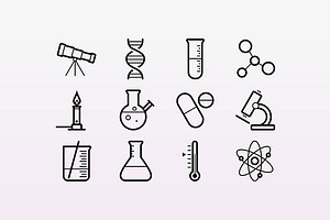 15 Outlined Science Icons