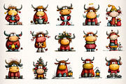 Funny Christmas Highland Cow Clipart, an Illustration by Dream Creation (Thumbnail 3 of 7)