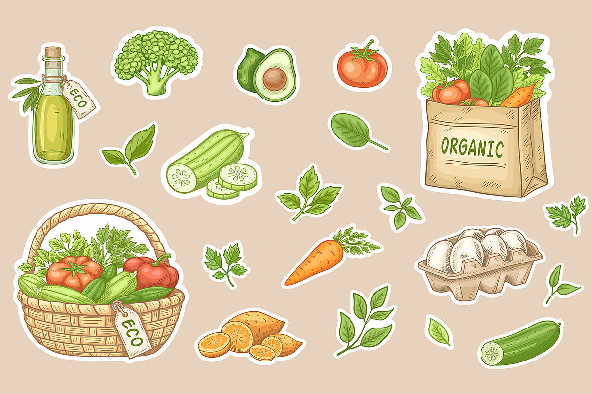 Organic Food and Eco Grocery Kit, a Food Illustration by Artspace (Photo 3 of 11)