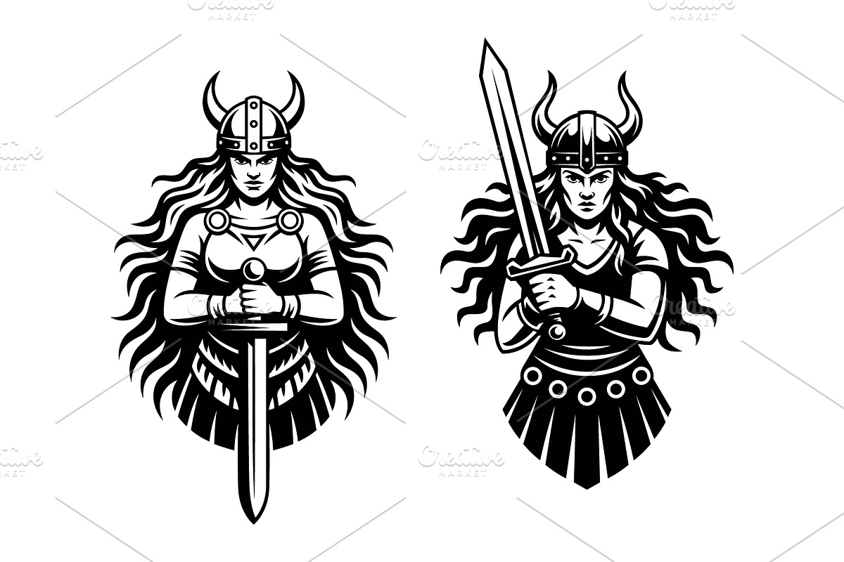 Female Viking Warriors, a Person Illustration by Pixes