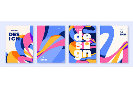 Wave shapes vector background set