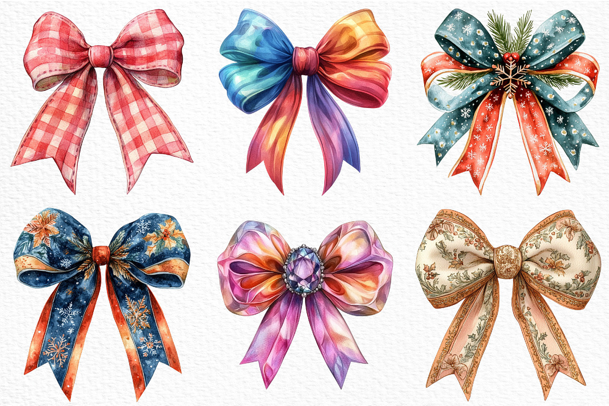 Christmas Bow Coquette clipart, an Illustration by Craft Nest (Photo 2 of 6)