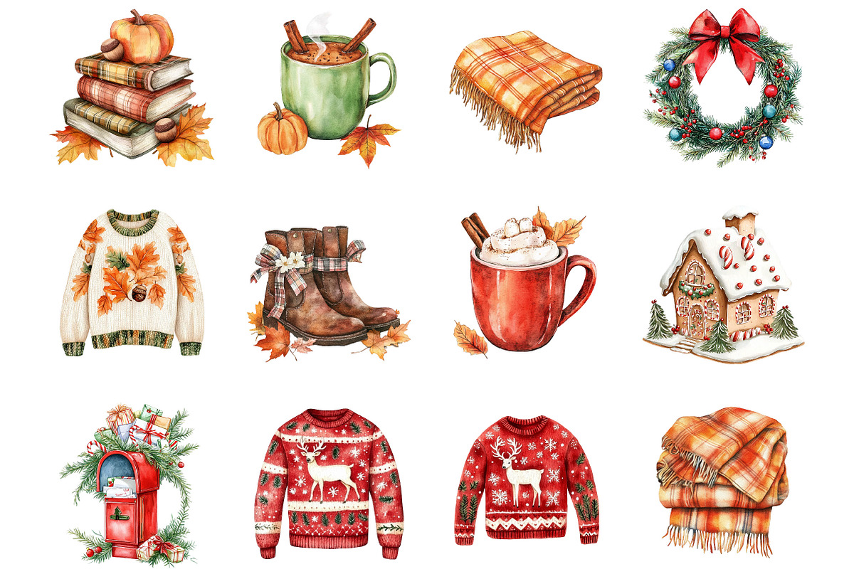 Cozy Christmas Reading Clipart, a Seasonal Illustration by Designking (Photo 2 of 5)