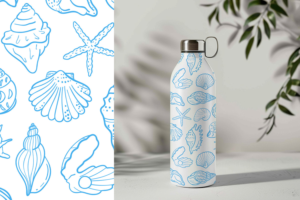Seashells Lineart vector patterns, a Pattern Graphic by Carpet Tapete Pretzel (Photo 7 of 14)