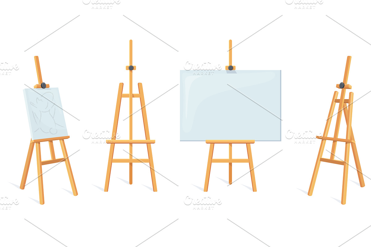Wooden easels. Stand easels, wood, an Illustration by Stock-Smart-Start