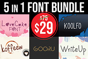 Font Bundle 5 in 1, a Handwritten Font by rix_designs (Thumbnail 1 of 47)