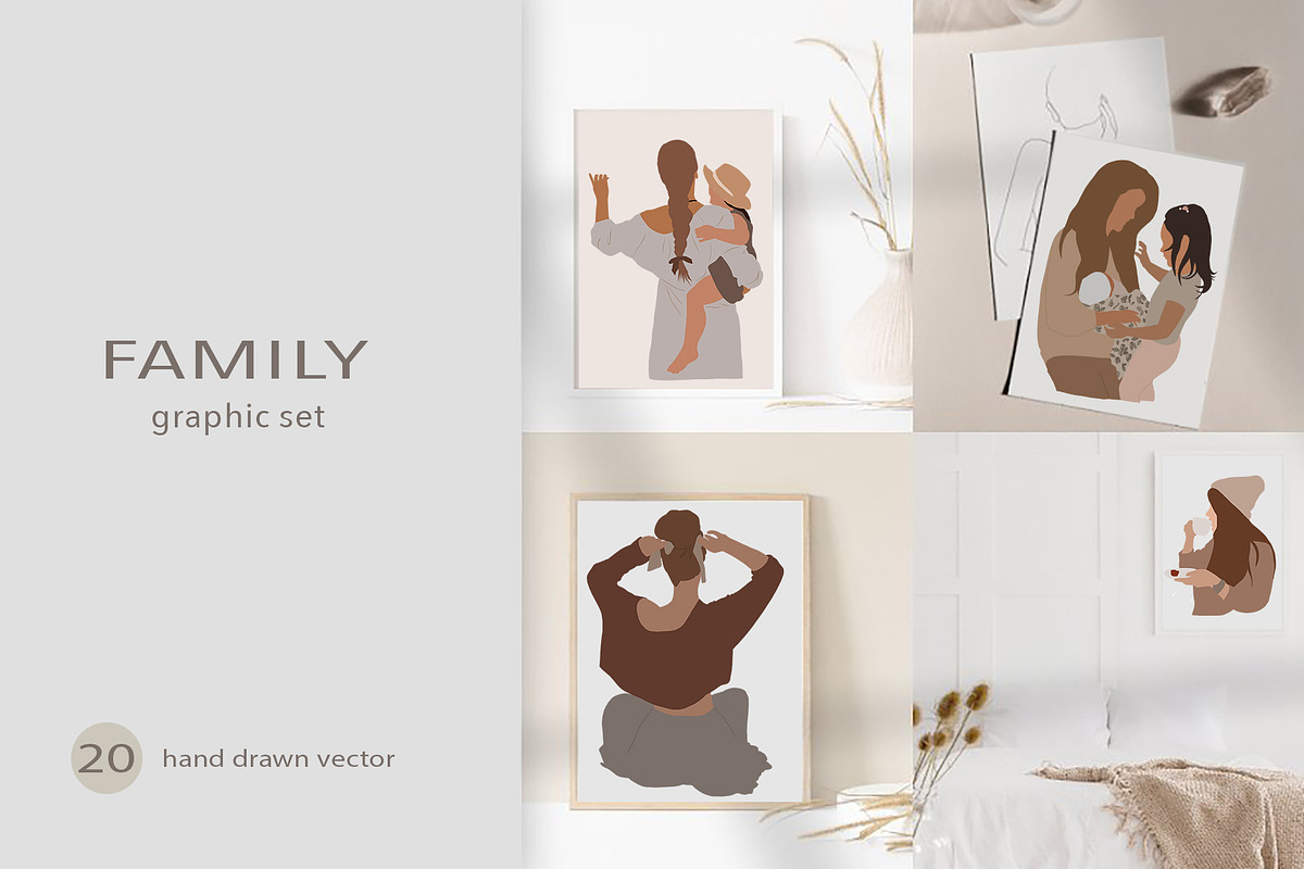 ABSTRACT FAMILY LIFE vector, a Decorative Illustration by AnastasiyaOleynik
