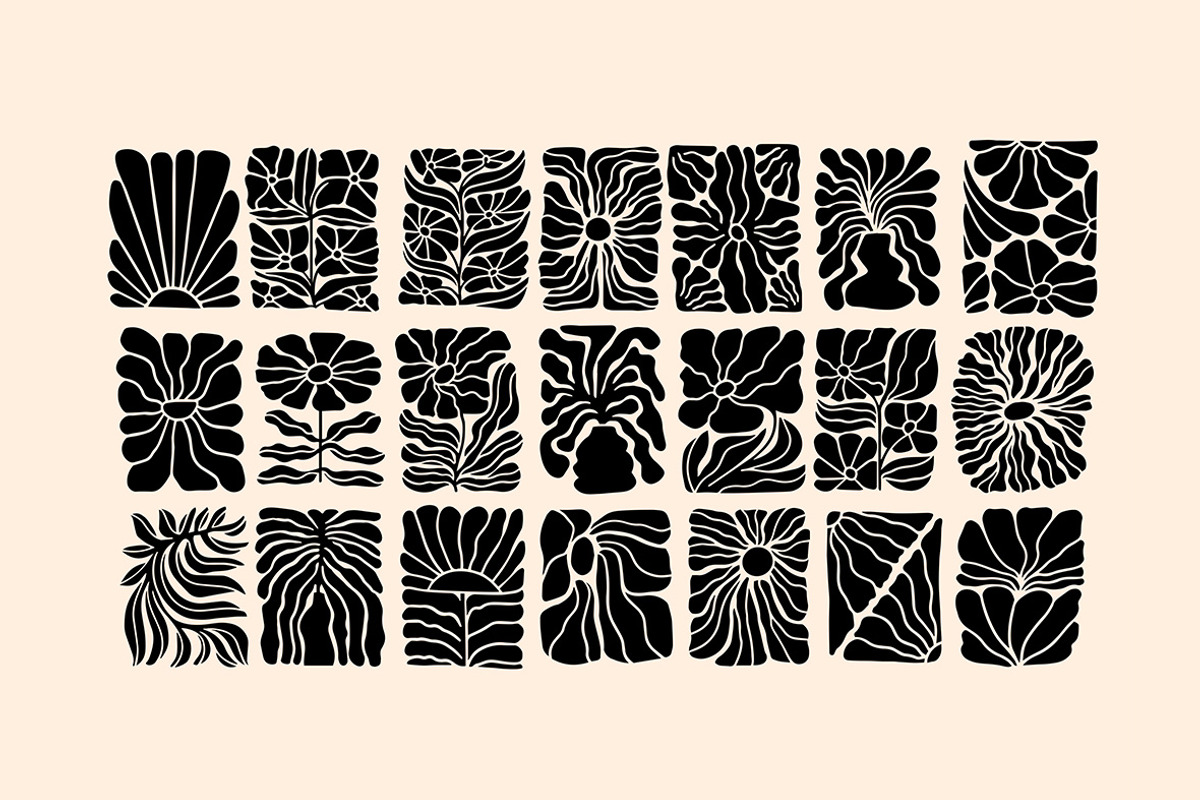 Retro Flowers linocut bundle, an Illustration by ClayStudio (Photo 2 of 8)